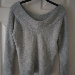 Forever 21 Small Fuzzy Off the Shoulder Sweater Grey Pullover